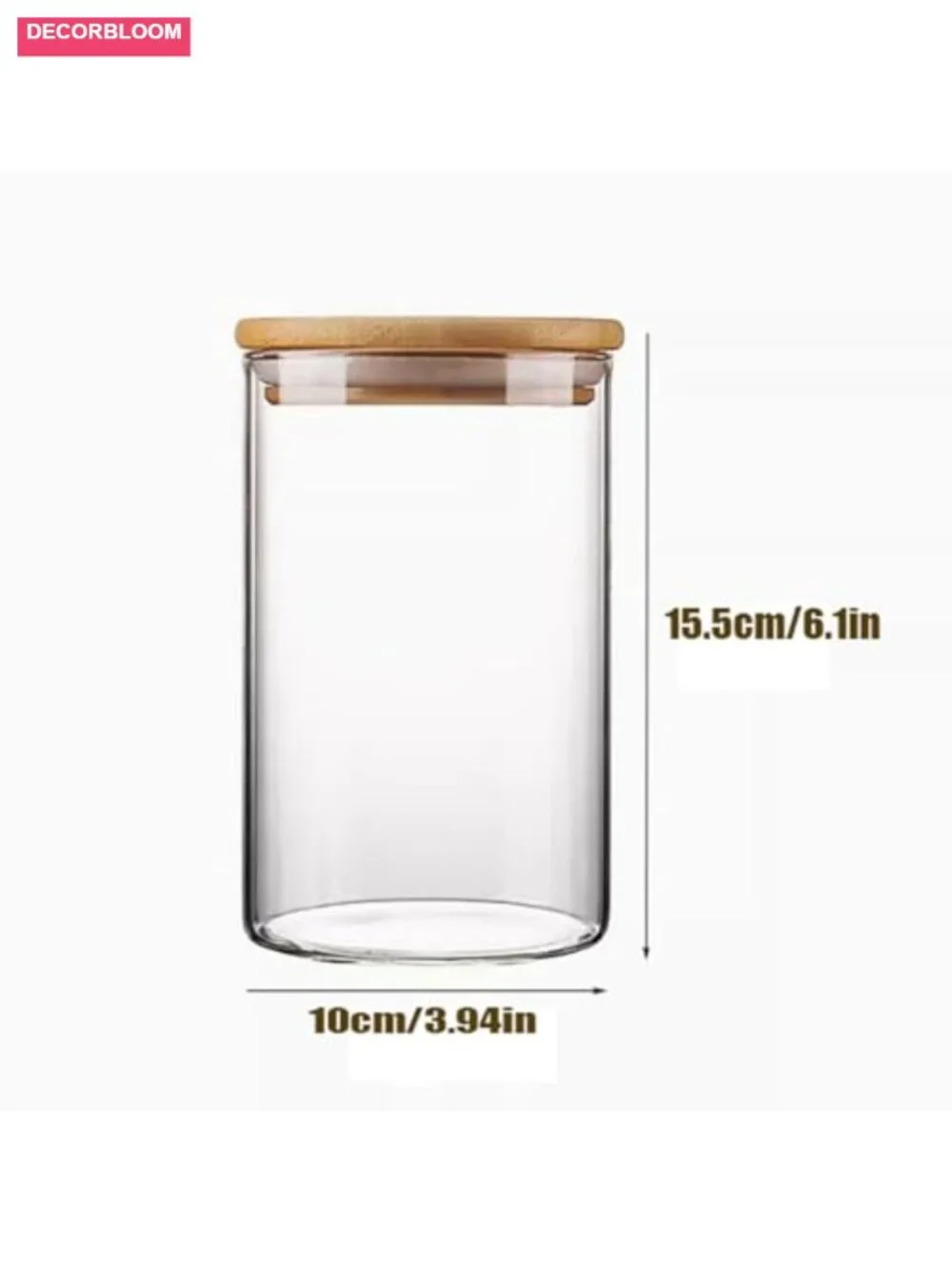 Airtight Glass Jars with Bamboo Lids - Set of 6, 22oz Kitchen Canisters